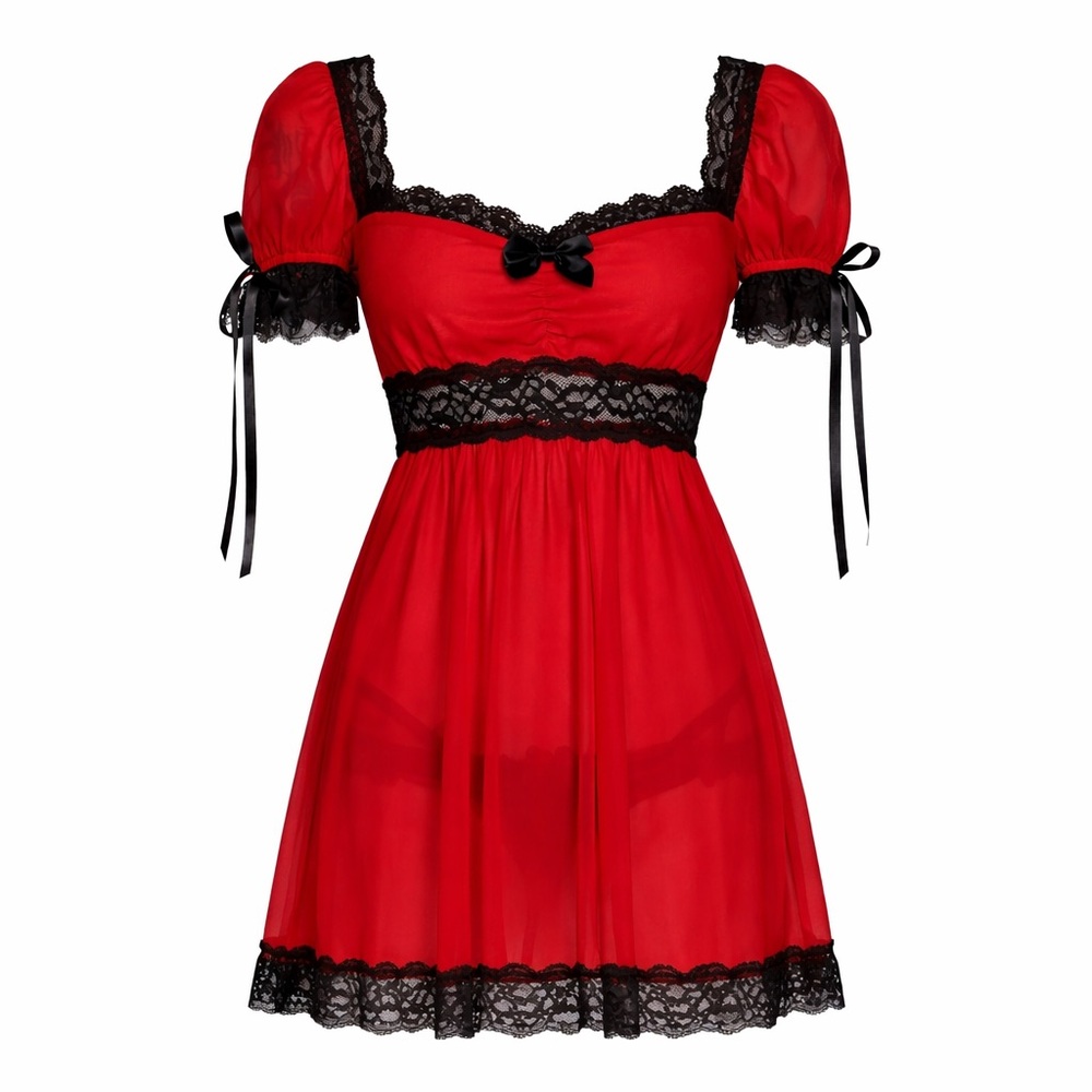 Dolls Kill Red Mini Dress with Black Lace